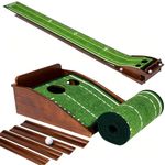 Dachenus Putting Green, Putting Matt for Indoors, Putting Mat Indoor Golf Matt Putting with Automatic Ball Return for Outdoor, Office, Living Room Practice,Best Putting Assist (Brown)