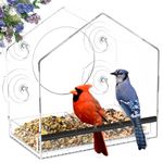 Jarkyfine Window Bird Feeder Outdoor Suction - Large Window Bird Feeders with Strong Suction Cups, Acrylic Clear Bird Feeder for Window mangeoire oiseaux fenetre, Gift for Elder Cats and Bird Lovers