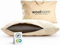 WOOLROOM British Wool Talalay Latex Pillow, 17cm Depth - Cradle to Cradle Rainforest Allergy UK Certified - Natural Elasticity Cooling with Machine Washable Organic Cotton Cover - Std 48 x 74cm