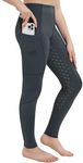 FitsT4 Sports Girls Horse Riding Pants Full Seat Silicone Kids Equestrian Breeches Horseback Pockets Youth Schooling Tights Dark Grey Large