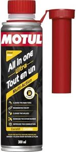 Motul - Additif Tout en Un Diesel - Nettoyant Multi-Action Curatif - Réduction Consommation et Émissions - Idéal Avant Contrôle Technique - All in One Ultra Diesel - 300 ML