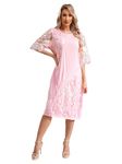inhzoy Cocktail Dress for Women Plus Size Short Sleeve Mother of The Bride Lace Dresses Formal Evening Gowns Q Pink L