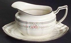 NORITAKE Rothschild Gravy Boat & Stand. Set of Two