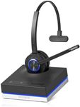 Leitner LH570 2-in-1 Wireless Office Headset with Mic – 5 Year Warranty – Computer & Telephone Headset – UltraRange up to 350 FT (10x Bluetooth Range) – DECT Wireless Headset – Single-Ear