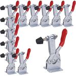 Adjustable Toggle Clamp 12 Pack 201-B Style Quick Release Toggle Latch Hold Down Clamp 220Lbs Holding Capacity Quick Release Woodworking Tool Antiskid Red Horizontal Clamp