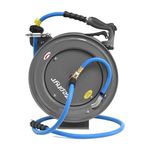 Zephyr Pet Wash Auto Retractable Metal Hose Reel for Home & Outdoor (13mm × 15 M) - Grey