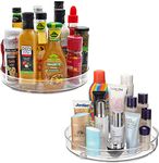 2 Pack Large Lazy Susan Rotating Turntable Organizer - for Kitchen/Bathroom, Pantry, Cabinet, Fridge, Countertop, Vanity - Clear Spinning Food Storage Container for Spices, Condiments, 10.6 Inches