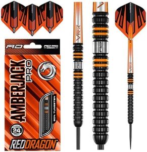 RED DRAGON Amberjack Pro 1 24 Gram Premium Tungsten Darts Set with Flights and Stems