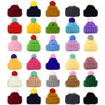 30 Pcs Mini Knitting Hats DIY Crafts Wool Yarn Hair Accessories, Assorted Color，Random color mixing