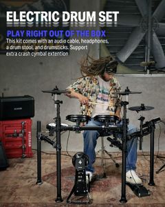 Donner DED-200 Electric Drum Set – Mesh Pads Digital Kit