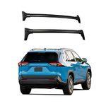 ROKIOTOEX Roof Rack Crossbars Fits 2019-2025 Toyota RAV4, Hybrid, Prime (PHEV) (Not Trail) Factory Flush Roof Rails Cross Bars Cargo Bag Luggage Carrier Aluminum - Black