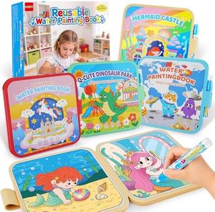 QANIY 4 Pack Reusable Water Painting Book, Mess-Free Coloring Books,40 Vivid Pages Magic Water Coloring Books with Water Pens for Toddlers, Portable Travel Toys, Gift for Girls & Boys Ages 1-3, 3-5