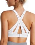 WingsLove High Support Sports Bra for Women Wireless Adjustable Criss Cross Back Running Workout Bra No Bounce, White, 34C