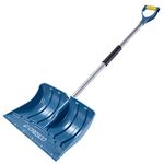 CRESCO Heavy Duty Snow Shovel - 1.3m | Steel Bladed Plastic Shovel With Handle | Engineered Plastic Scoop Suitable for Ice, Snow, Car Driveway Grit, Salt Spreader or Gardening Equipment | Blue