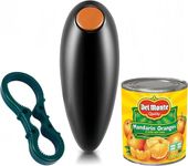 YUET Electric Tin Opener Can Openers Portable One Touch Automatic + Free Bottle Jar Grip Mate Battery Operated Hands-Free for Seniors with Arthritis Eliminate Hand Pain Prevent Injuries Strain (Black)