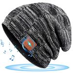 Bluetooth Beanie Hat Mens Gifts Christmas Stocking Fillers for Teenagers Boys Adults Music Hat with Headphones Secret Santa Gifts Cool Gadgets Tech Gifts Hiking Cycling Gifts Dad Him, Black, One Size