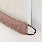 Marwood Under Door Draught Excluder 91cm Wind Stopper for Door & Window, Weighted French Air Door Draft Stopper Front Door Snake Noise Blocker for Bottom of Door with Hanging Loops - Brown 36"