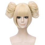 KEEPLADY Himiko Toga Wig Short Blonde Wig with 2 Detachable Buns Cosplay Costume