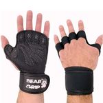 BEAR GRIP - Open Workout Gloves with extra Palm protection for Crossfit, Bodybuilding, callisthenics, Powerlifting (Black, L)