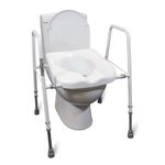 Aidapt Raised Toilet Seat and Frame.Height,Width Adjustable,Non-Slip Ferrules,Toilet Surround,Integral Armrests,Push-Pin Adjustment,No Tools Required,Minimal Assembly,Elderly,Hip Surgery Recovery