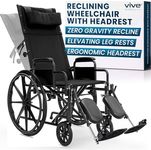 Vive Mobility Reclining Wheelchair with Elevating Leg Rests - Heavy Duty Recliner Wheel Chair for Seniors & Adults -Wide 18" Seat, up to 300lbs -High Back, w/Leg & Head Support -Comfortable Headrest