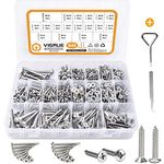 VIGRUE 640PCS M3/M4/M5/M6 Phillips Drive Wood Screw Assortment Kit, 304 Stainless Steel Self Tapping Screws Assortment Set (Round Head and Flat Head)