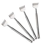 KUUQA 4 Pack Stainless Steel Telescopic Back Scratcher Extendable Back Massager Tool with Pocket Clip (Silvery)