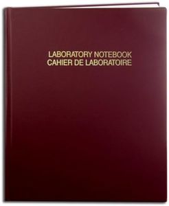 BookFactory® Burgundy English / French Lab Notebook, 96 Pages, Burgundy Cover, Hardbound, 22.5cm x 28.6cm With Scientific Ruled Pages Format (LIRPE-096-LLR-EF-A-LMT19)