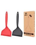 Pack of 2 Wide Silicone Spatula,Nonstick Pancake Shovel with Short Handle, Fried Flexible Turner, High Heat Resistant Kitchen Cookwares for Egg, Cookie, Omelette, Fish, Burgers