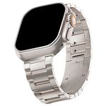 LDFAS Titanium Band Compatible for Apple Watch Ultra 2 Strap 49mm Titanium Link Bracelet Metal Watch Strap with Curved Buckle Compatible for Apple Watch SE/Series 9/8 45mm/44mm Band, Silver Gray