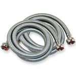 Eastman Washing Machine Connector, Pack of 2, 3/4 Inch FHT Connection, 6 Foot Braided Stainless Steel Washing Machine Hoses, 48372