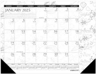 House of Doolittle 2025 Monthly Desk Pad Calendar, Doodle Black and White, 18.5 x 13 Inches, January - December (HOD1876-25)