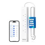 Meross Smart Power Strip, Smart Extension Lead with 20W USB Ports, Compatible with Apple HomeKit, Amazon Alexa, Google Home, and SmartThings, Timer, and Voice/Remote Control, 2.4GHz WiFi, 6ft Cord