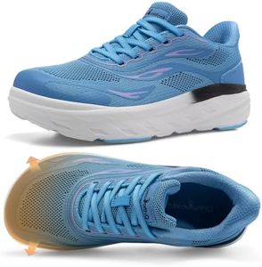 Women's Orthopedic Diabetic Wide Slip On Tennis Shoes: Supportive High Arch Pain Relief Neuropathy Plantar Fasciitis Orthotic Sneakers, Casual Outdoor Travel Athletic Shoes Light Blue Size 7