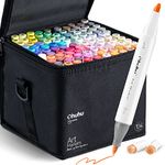 Ohuhu Alcohol Markers Brush Tip - 104-color Coloring Marker Set for Artists, Double Tipped Alcohol-based Art Markers for Adults Coloring Sketching Illustration, Honolulu Brush & Chisel Dual Tip