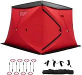 Albott Insulated Pop-Up Ice Fishing Tent, 4-5 Person Ice Shanty with 3-Layer Oxford Fabric, Waterproof Rain Cover, Chimney Vent, Anchors, Ropes, Carry Bag, Insulated and Warm Large Fishing Area
