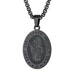 Black St Christopher Necklace Police Protection Necklace Traveller's Prayer Gift for Men