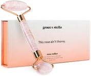 Rose Quartz Face Roller - Face Roller Skin Care - Facial Roller - Stone Roller for Face - Face Massager Roller for Lymphatic Drainage, Puffiness - Quartz Roller for Face by Grace and Stella