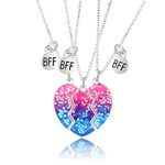 COLORFUL BLING 2-3PCS Half Split Heart BFF Necklace Cute Avocado Cat Matching Pendant Necklace Sisters by Heart Friendship Jewelry, Zinc, Rhinestone