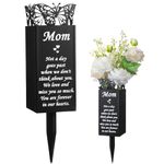 Geosar Cemetery Vases for Grave Metal Cemetery Grave Flower Vase Butterfly Cemetery Vases Memorial Flower Holder with Spike Grave Marker Floral Cemetery Decorations for Grave Lawn Yard Outdoor Funeral