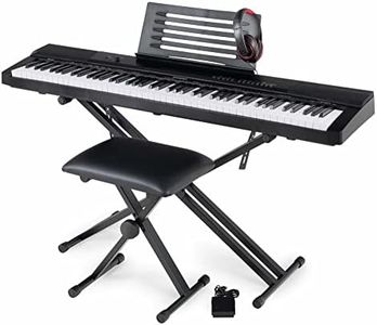McGrey SK-88 Keyboard Super Kit - Einsteiger-Keyboard in Stagepiano-Optik mit 88 Tasten - 146 Klänge - inklusive Sustain-Pedal, Keyboardständer, Hocker und Kopfhörer - schwarz