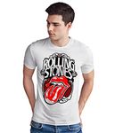 Quote Marshals Rolling Stones_1 Printed Round Neck White T-Shirt for Men's Size-L