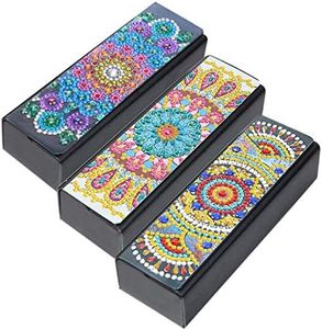 KACASHIP DIY 5D Diamond Painting Mandala Glasses Case Storage Box Alloyseed Leather Sunglasses Organizer for Adult Women Kids Gift Handwork 3 Pack