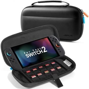 JSAUX Slim Carrying Case for Nintendo Switch 2 2025, Portable Switch 2 Case with 10 Game Slots, Protective Hard Shell for Travel and Storage, Black
