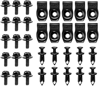 GOOACC GRC-70 35PCS Engine Under Cover Splash Shield Guard Body Bolts Bumper Fender Liner Push Retainer Fastener Rivet Clips, Black