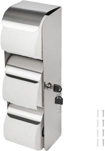Commercial Toilet Paper Dispenser Holder 3 Roll Stainless Steel Toilet Tissue Dispenser with Lock Wall Mount- Double Roll Toilet Tissue Holder for Bathroom/Restroom (1, Silver)
