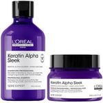 L'Oréal Professionnel DUO Keratin Alpha Sleek Shampoo & Hair Mask Bundle Anti-frizz & Smoothing, 300ml, 250ml