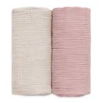 GLLQUEN BABY Baby Blankets for Newborn Soft 2 Pack, Muslin Cotton Baby Boy or Girl Blanket 95x100cm, Swaddle Blanket for Newborn, Shower Gifts for New Moms（Peach）