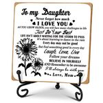 Daughter Gift from Mom, To My Daughter Gift Desk Decor Wood Plaque with Stand, Home Office Table Desk Sign Keepsake -A36