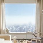 dktie Window Film Privacy Vinyl Frosted Window Film No-Glue Stained Glass Window Film Removable White Dandelion Patterned Static Cling Films for Room Decor, Bathroom, Kids Room, Bedroom 44.5X200 CM